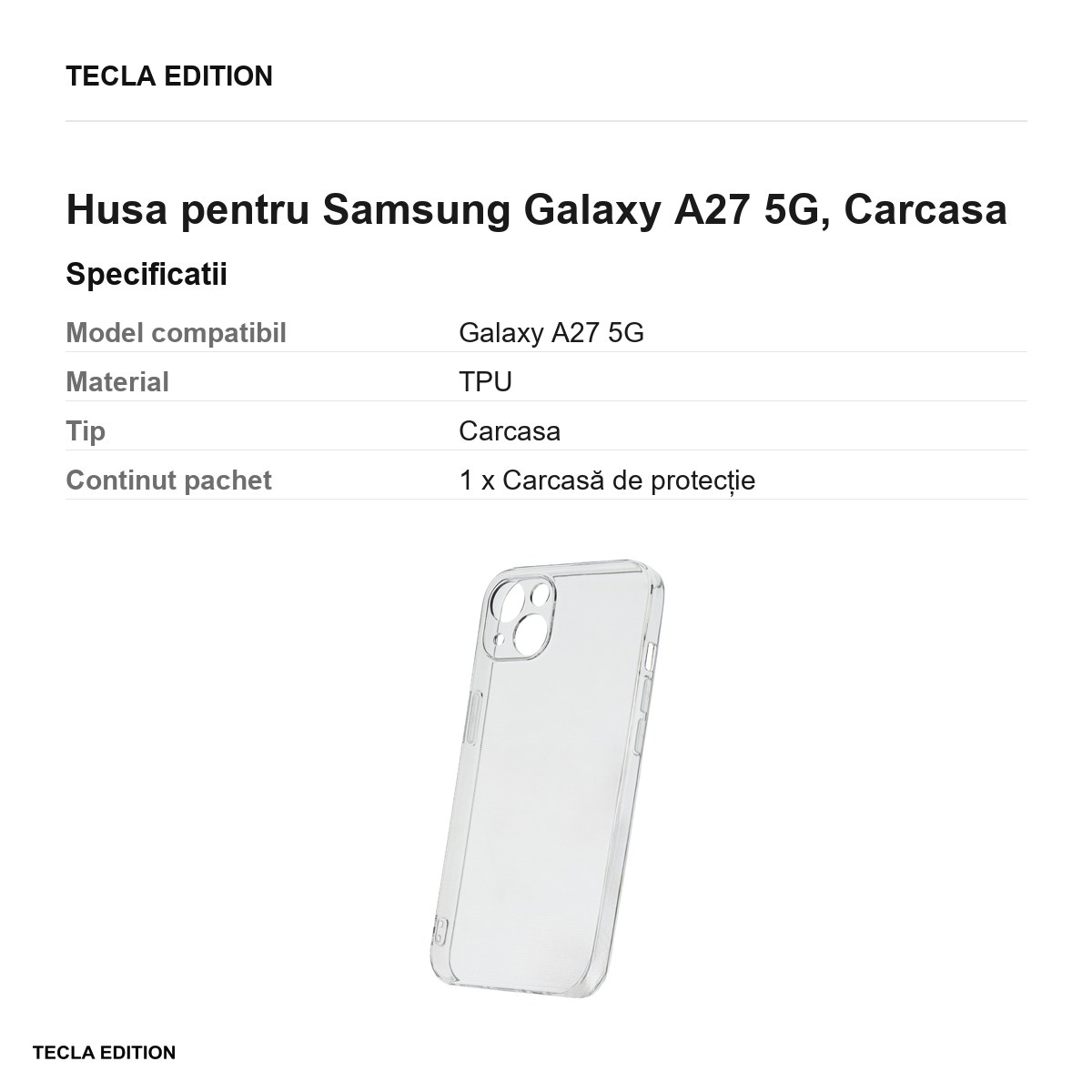Husa Slim 2 mm pentru Samsung Galaxy A27 5G, Carcasa, Transparent [3]