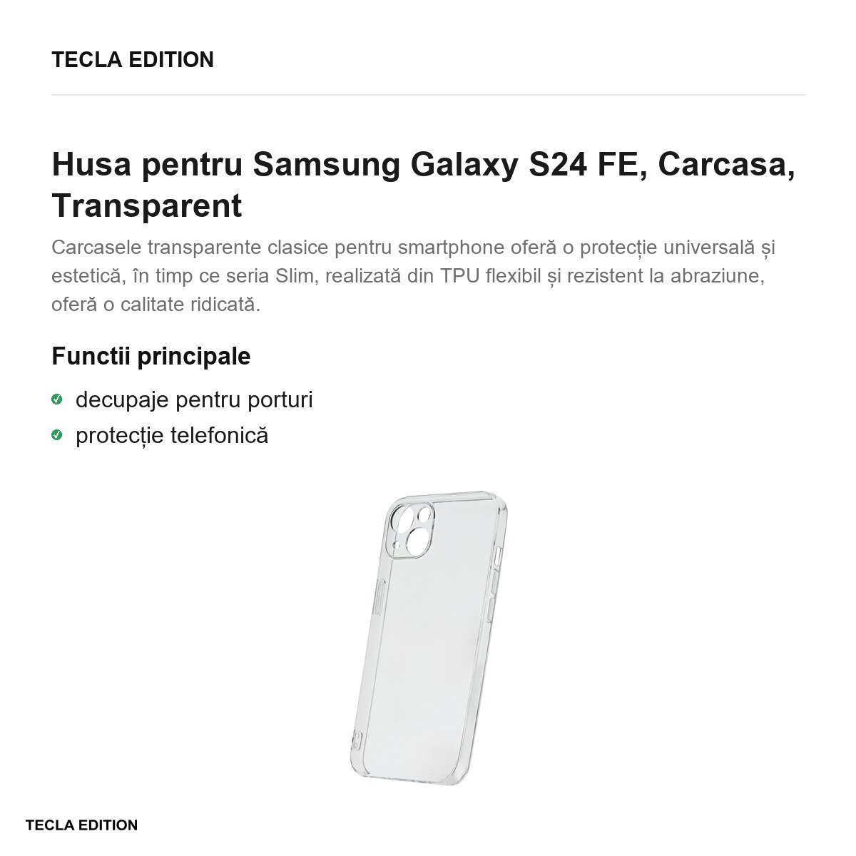 Husa Slim 2 mm pentru Samsung Galaxy S24 FE, Carcasa, Transparent [2]