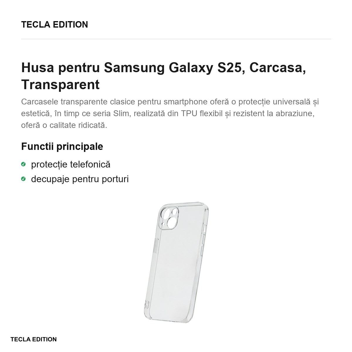 Husa Slim 2 mm pentru Samsung Galaxy S25, Carcasa, Transparent [2]