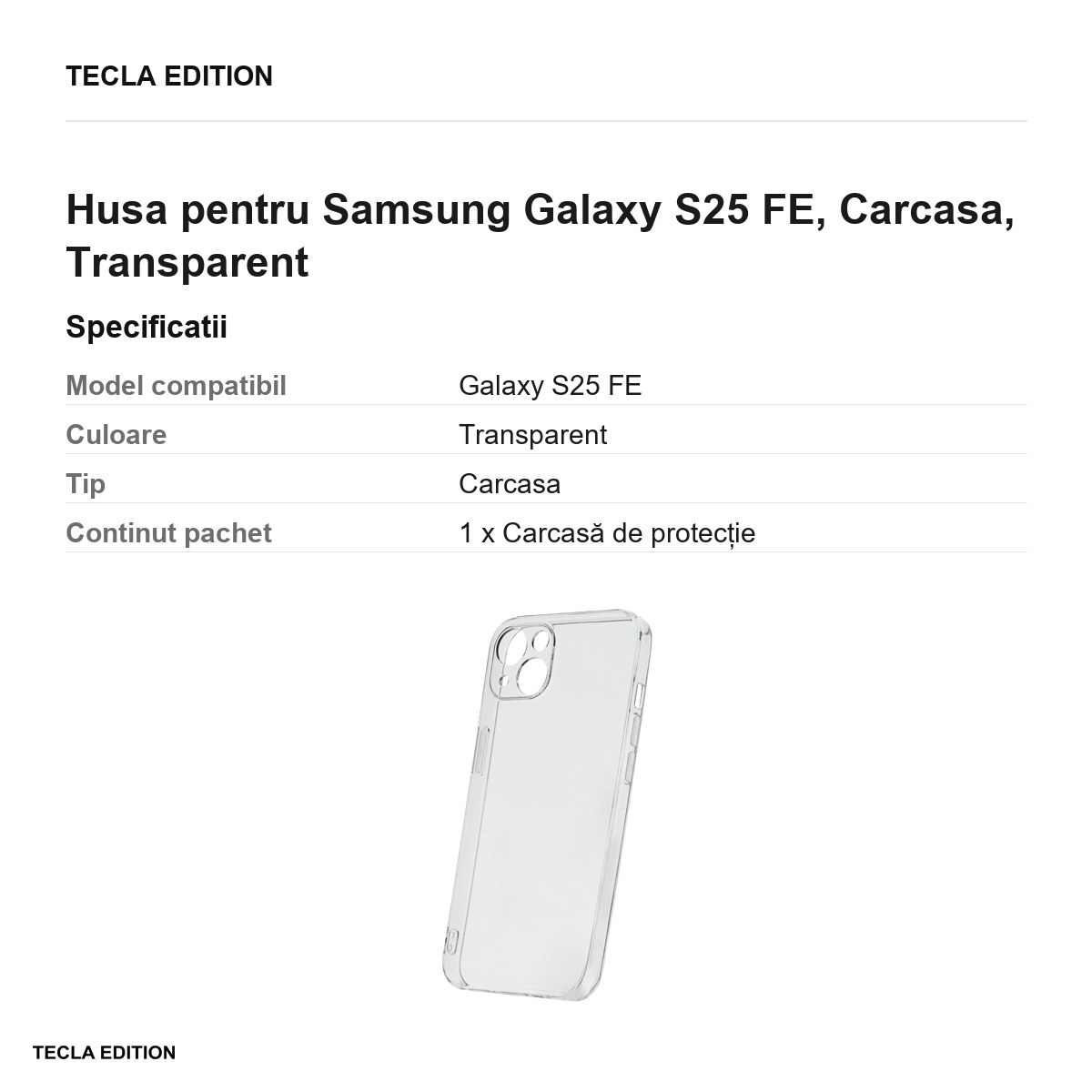 Husa Slim 2 mm pentru Samsung Galaxy S25 FE, Carcasa, Transparent [3]