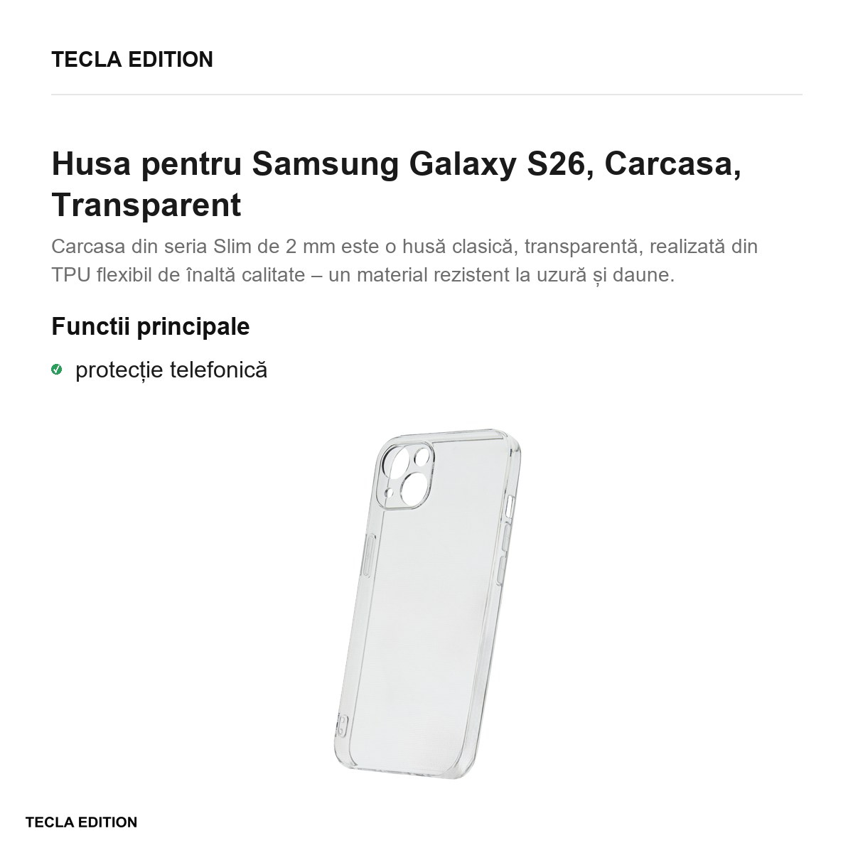Husa Slim 2 mm pentru Samsung Galaxy S26, Carcasa, Transparent [2]