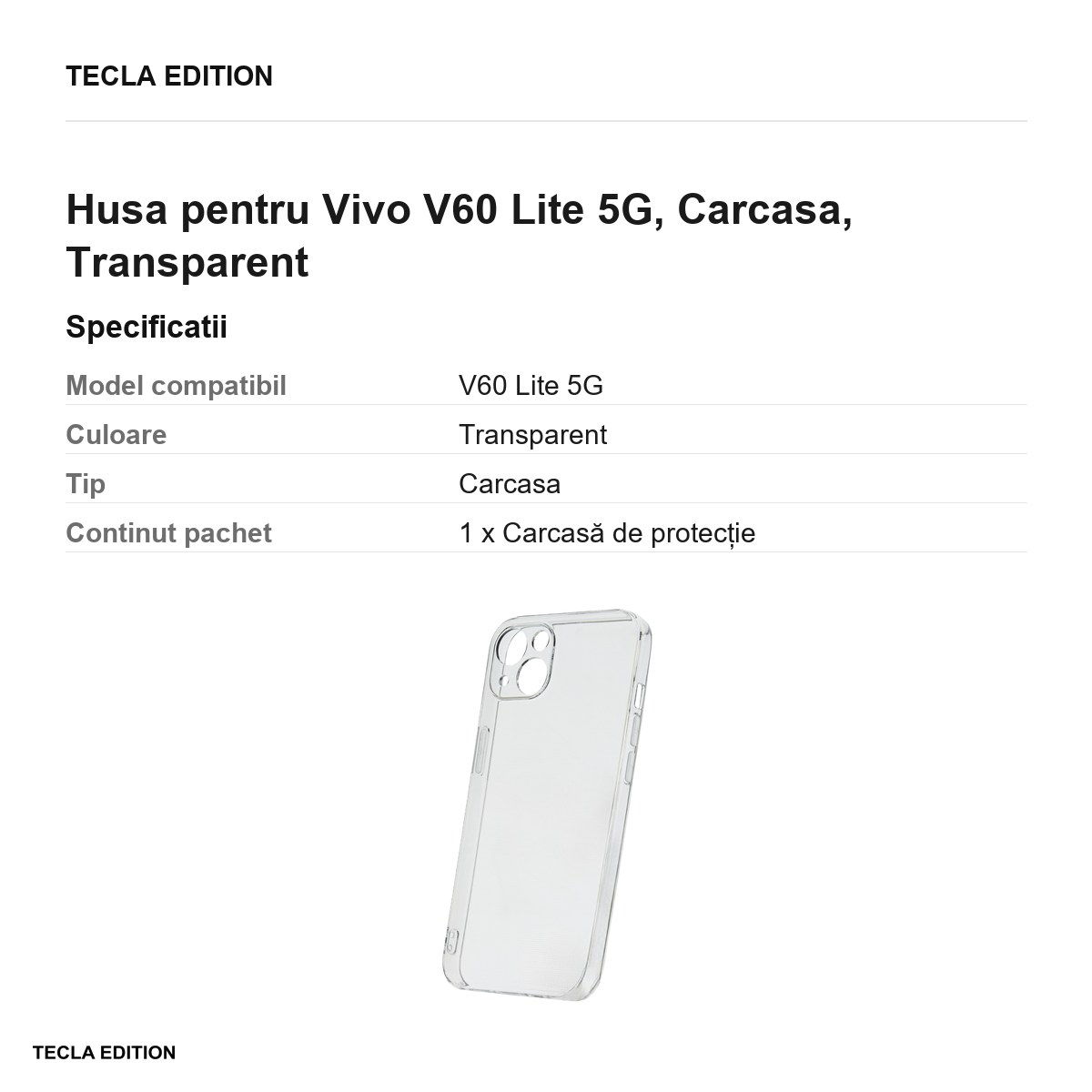 Husa Slim 2 mm pentru Vivo V60 Lite 5G, Carcasa, Transparent [3]