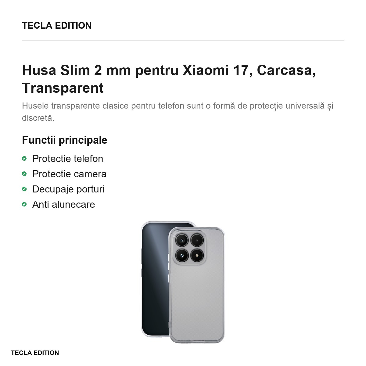 Husa Slim 2 mm pentru Xiaomi 17, Carcasa, Transparent [2]