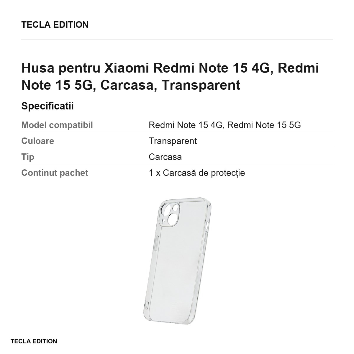 Husa Slim 2 mm pentru Xiaomi Redmi Note 15 4G, Redmi Note 15 5G, Carcasa, Transparent [3]