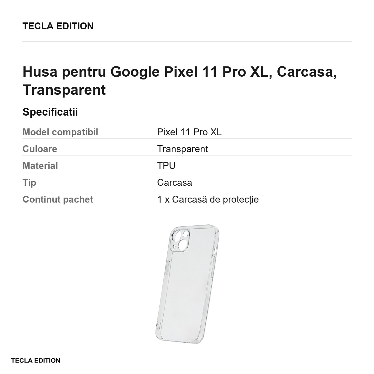 Husa Slim 2 mm XL pentru Google Pixel 11 Pro XL, Carcasa, Transparent [3]