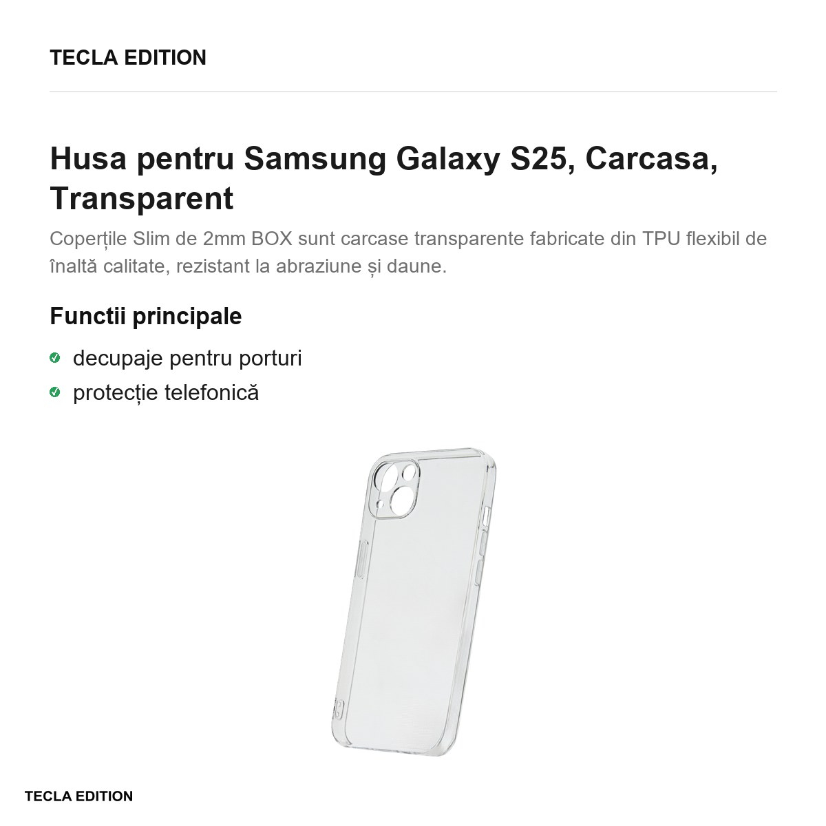 Husa Slim 2mm Box pentru Samsung Galaxy S25, Carcasa, Transparent [2]