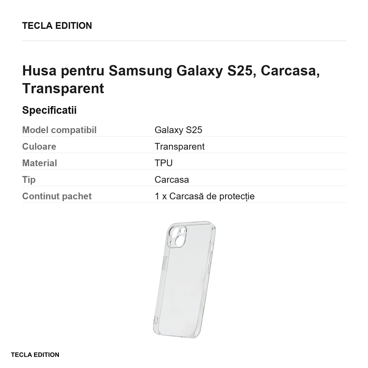 Husa Slim 2mm Box pentru Samsung Galaxy S25, Carcasa, Transparent [3]