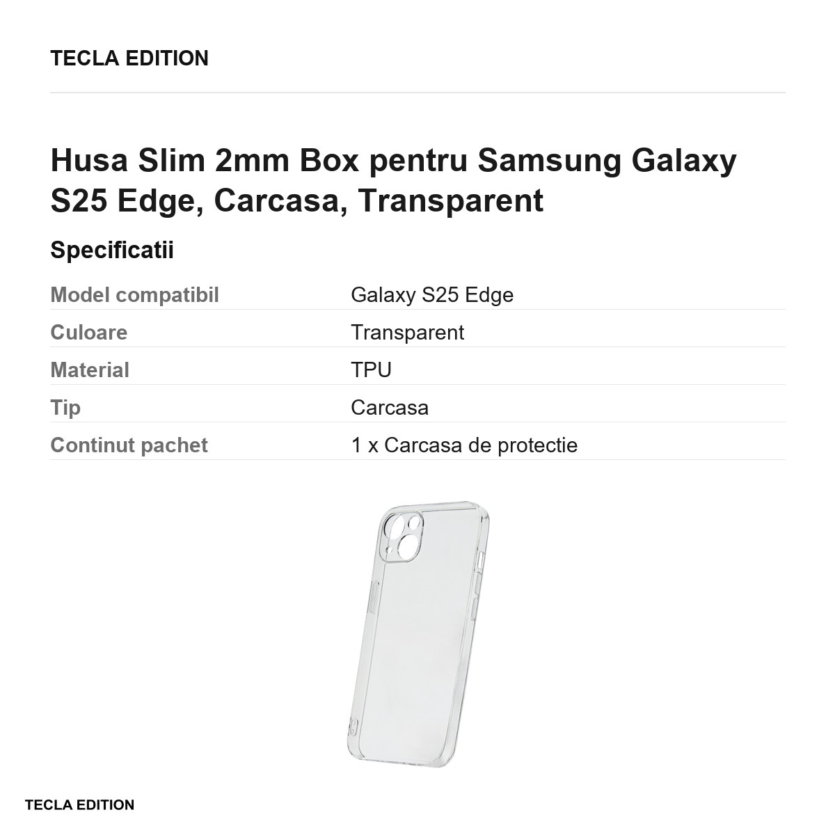 Husa Slim 2mm Box pentru Samsung Galaxy S25 Edge, Carcasa, Transparent [3]