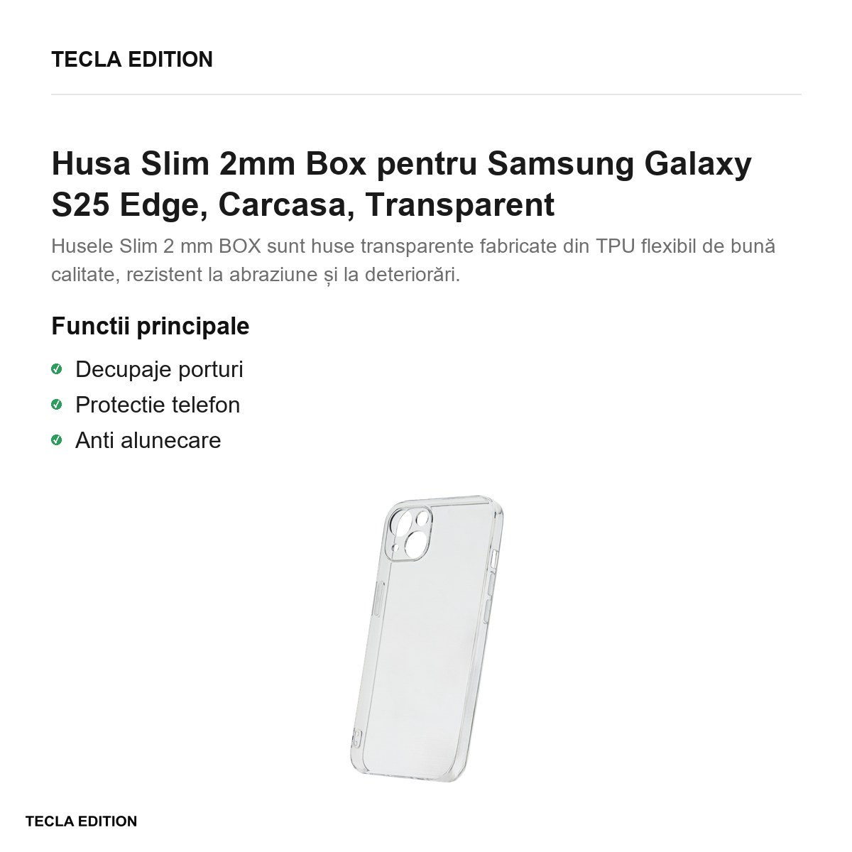 Husa Slim 2mm Box pentru Samsung Galaxy S25 Edge, Carcasa, Transparent [2]