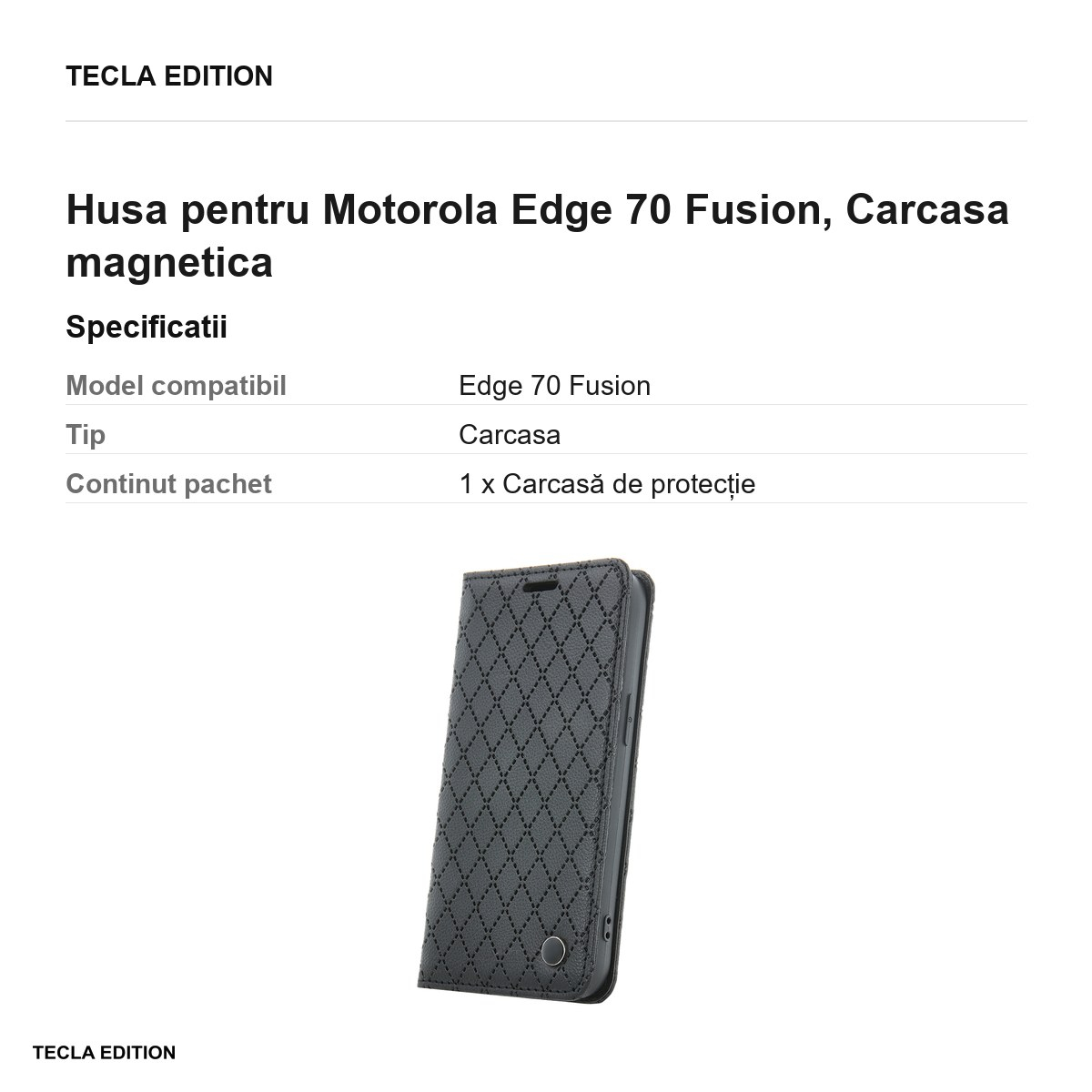 Husa Smart Caro Fusion pentru Motorola Edge 70 Fusion, tip carte cu inchidere magnetica, Negru [3]