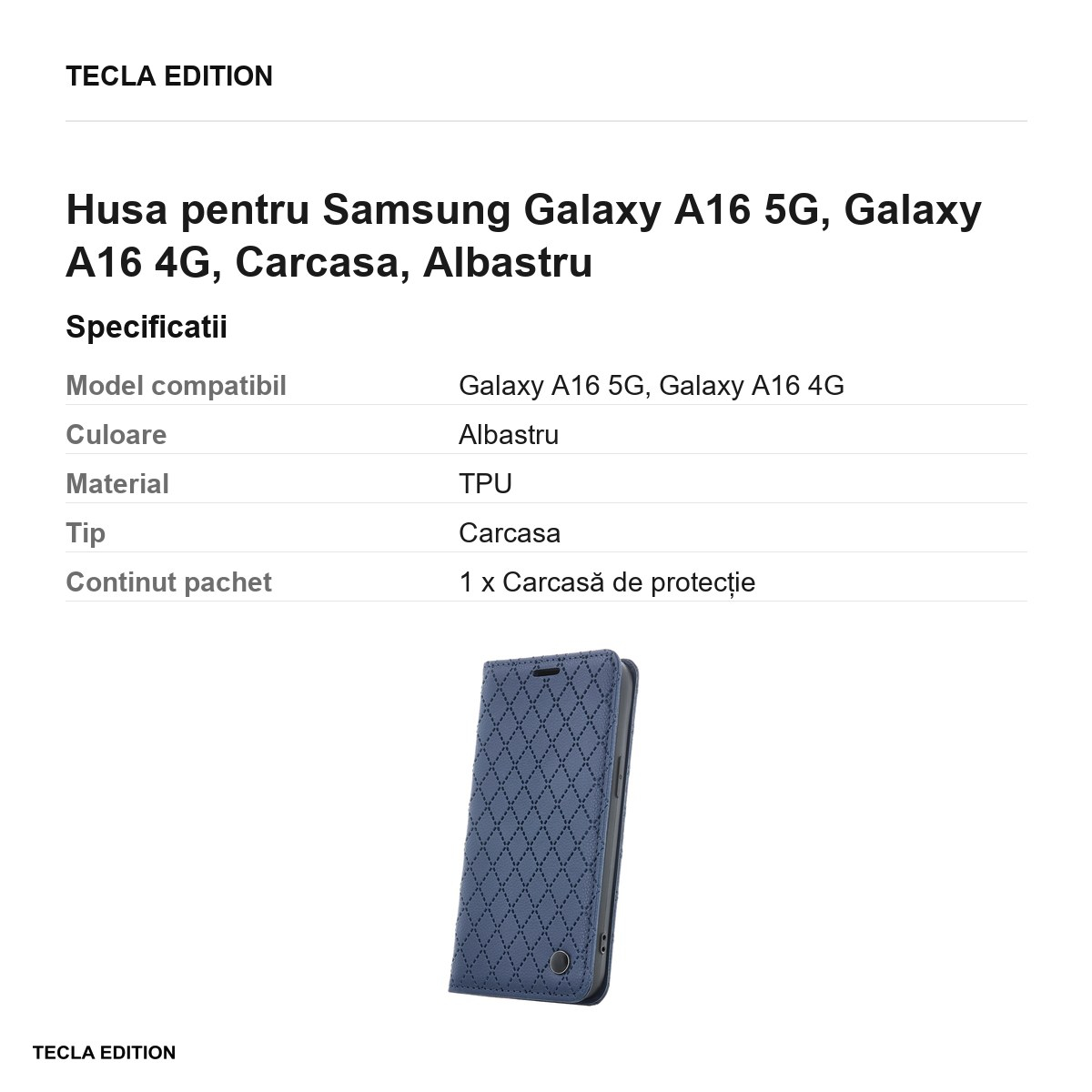 Husa Smart Caro pentru Samsung Galaxy A16 5G, Galaxy A16 4G, tip carte, Albastru [3]