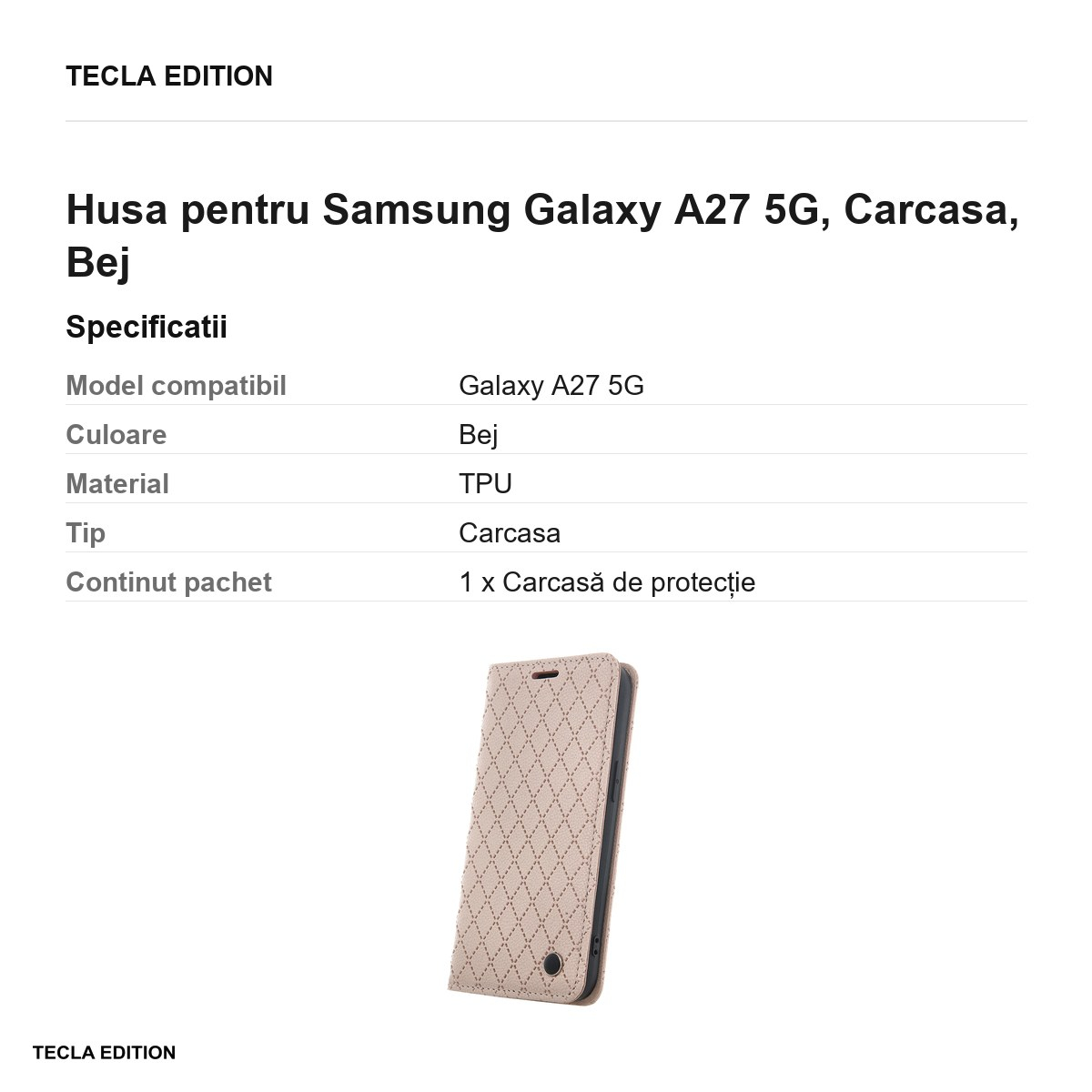 Husa Smart Caro pentru Samsung Galaxy A27 5G, tip carte, Bej [3]