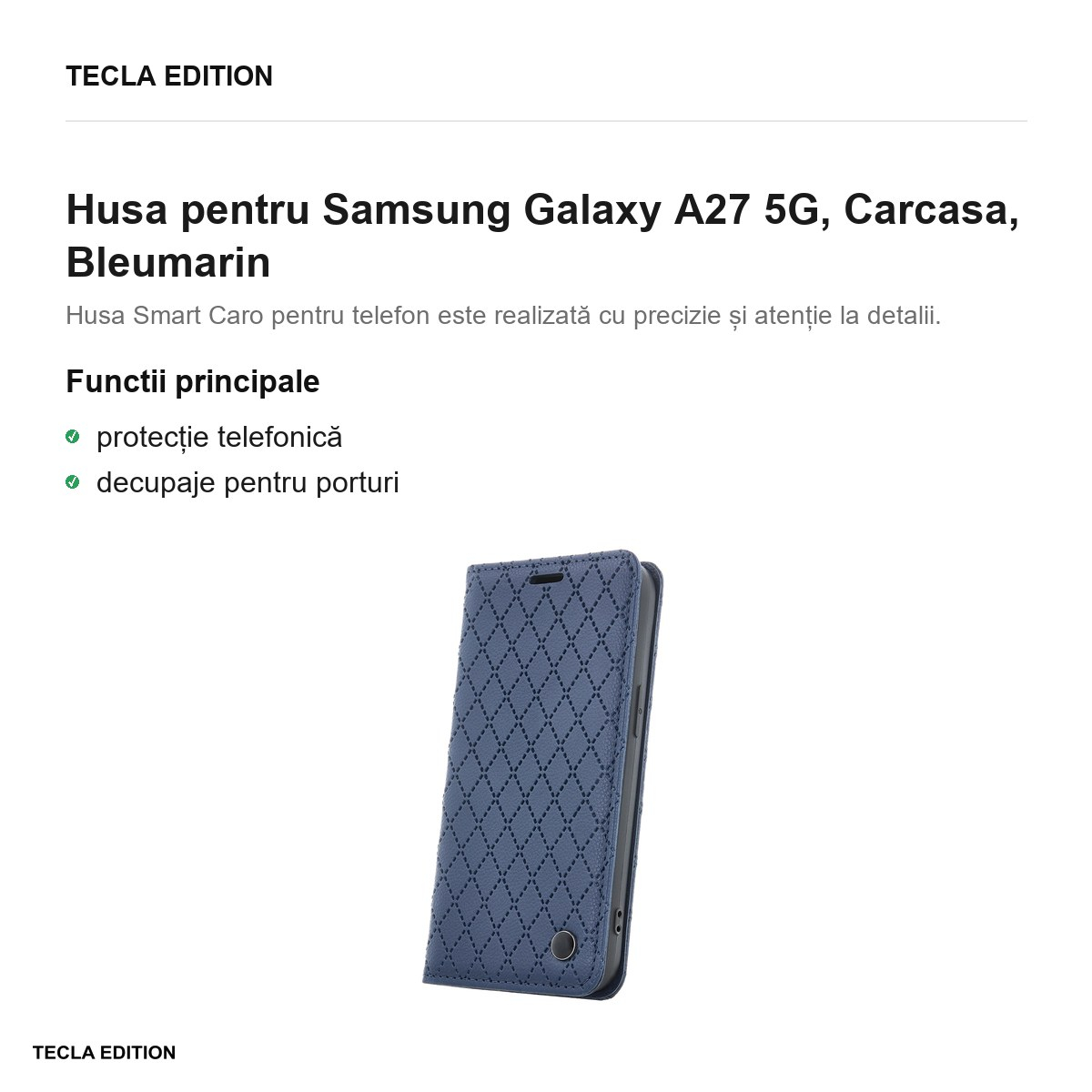 Husa Smart Caro pentru Samsung Galaxy A27 5G, tip carte, Bleumarin [2]