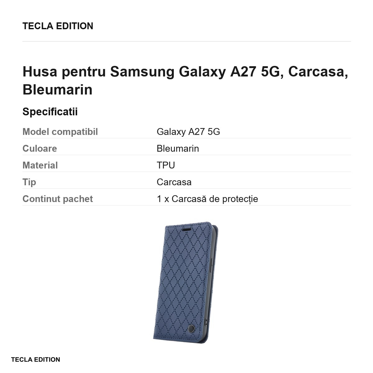 Husa Smart Caro pentru Samsung Galaxy A27 5G, tip carte, Bleumarin [3]