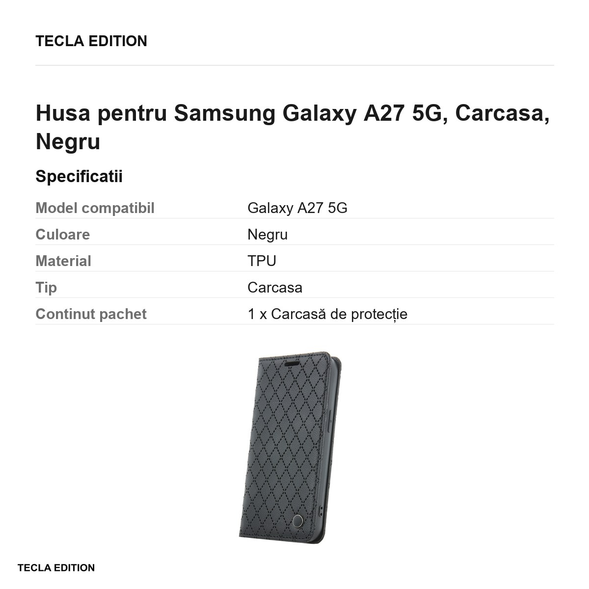 Husa Smart Caro pentru Samsung Galaxy A27 5G, tip carte, Negru [3]