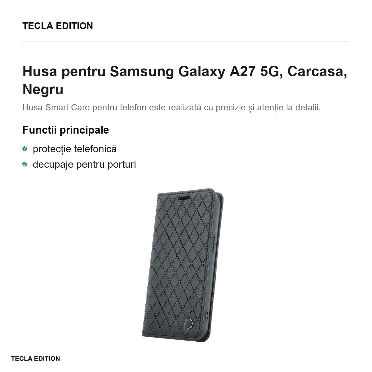 Husa Smart Caro pentru Samsung Galaxy A27 5G, tip carte, Negru [2]