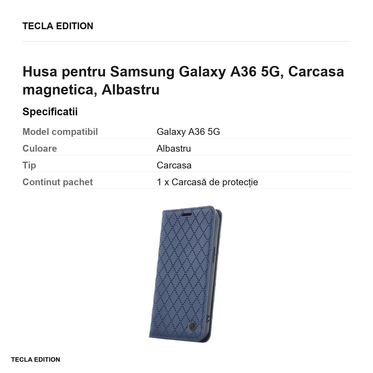 Husa Smart Caro pentru Samsung Galaxy A36 5G, tip carte cu inchidere magnetica, Albastru [3]