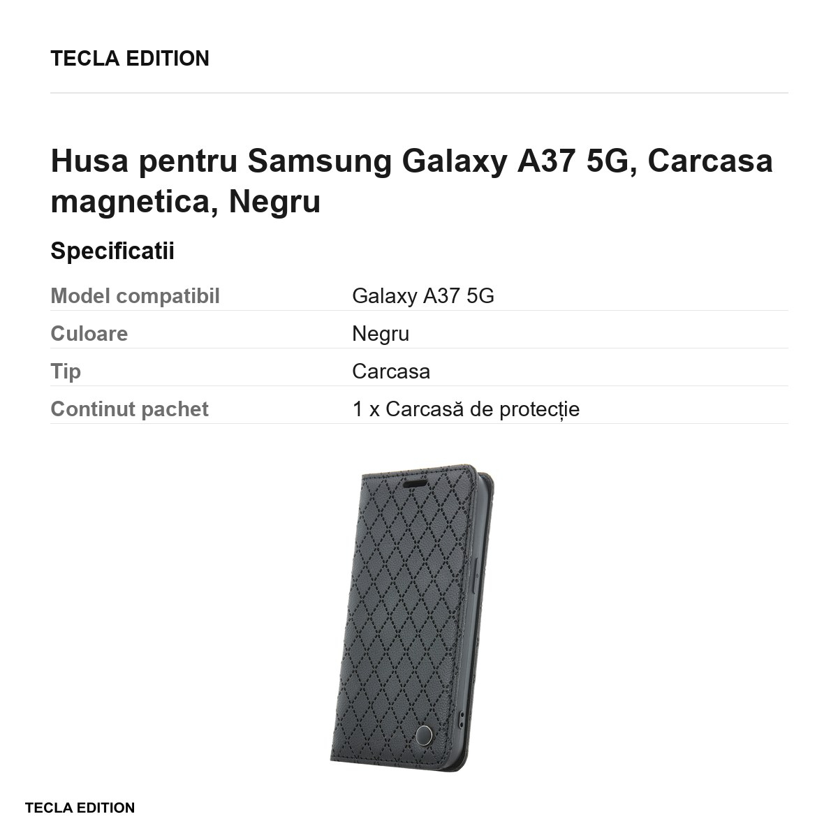 Husa Smart Caro pentru Samsung Galaxy A37 5G, tip carte cu inchidere magnetica, Negru [3]