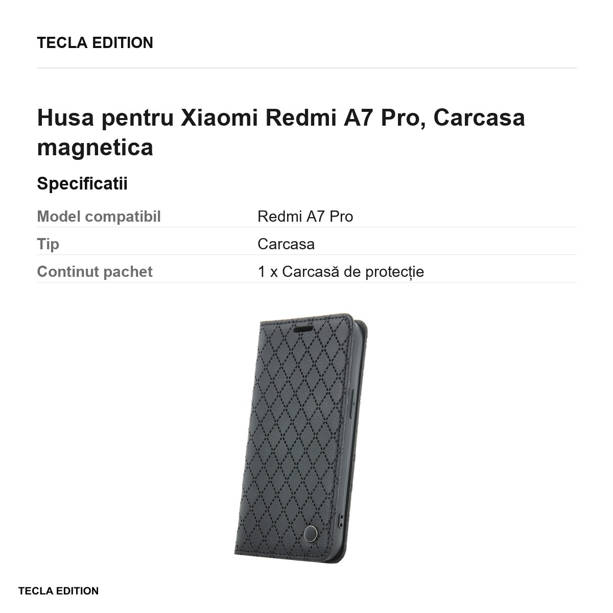 Husa Smart Caro pentru Xiaomi Redmi A7 Pro, tip carte cu inchidere magnetica, Negru [3]