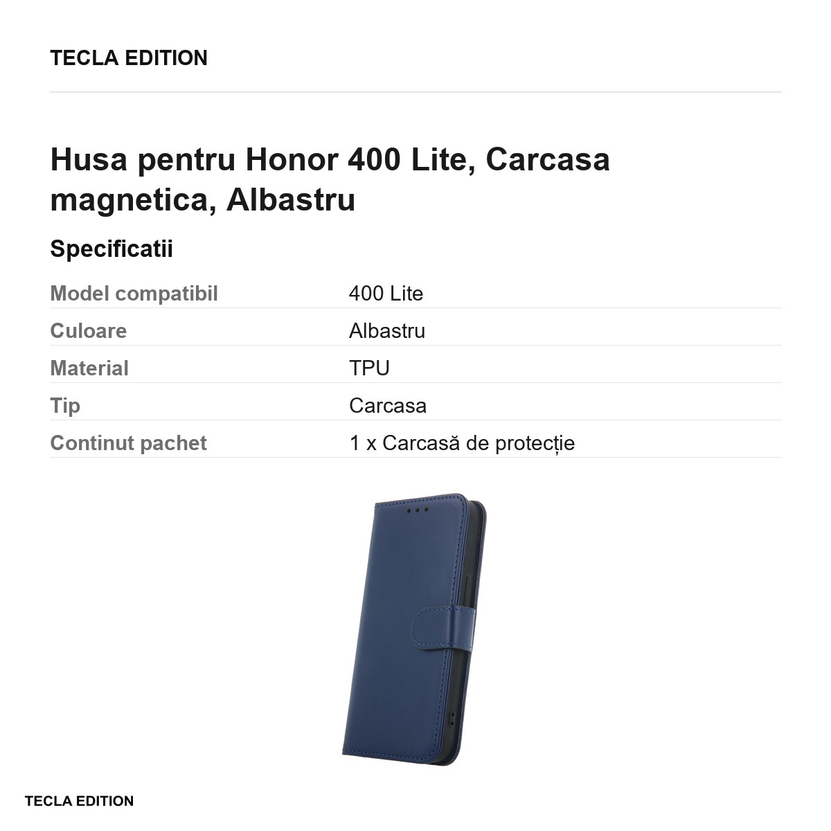 Husa Smart Classic pentru Honor 400 Lite, tip carte cu inchidere magnetica, Albastru [3]