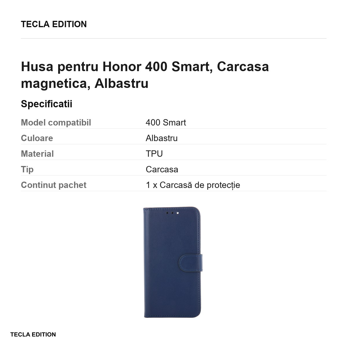 Husa Smart Classic pentru Honor 400 Smart, tip carte cu inchidere magnetica, Albastru [3]