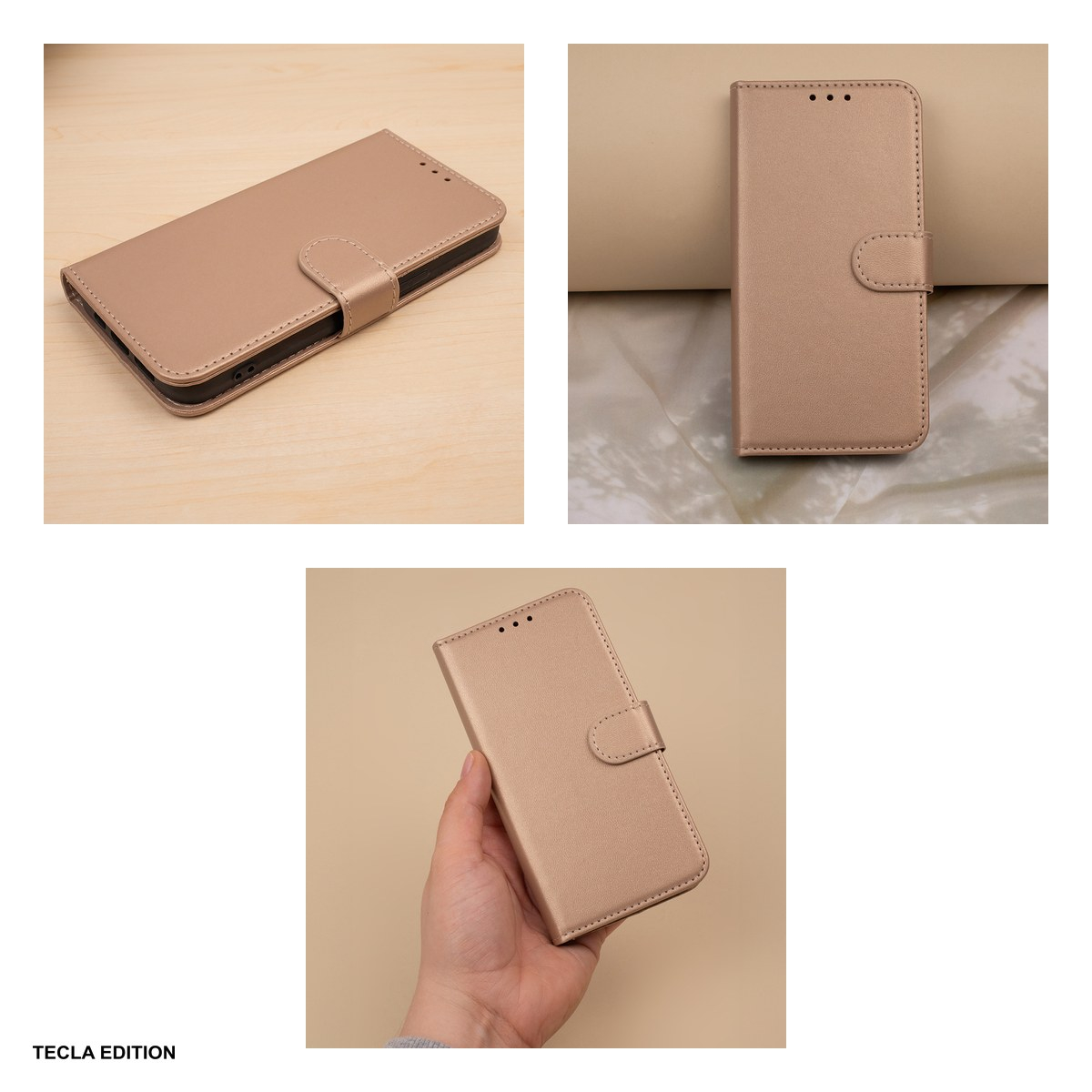 Husa Smart Classic pentru Motorola Moto E13, tip carte cu inchidere magnetica, Auriu [6]