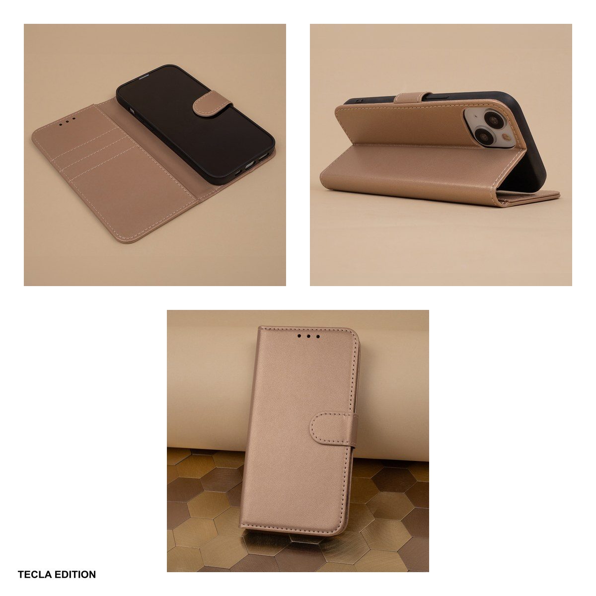 Husa Smart Classic pentru Motorola Moto E13, tip carte cu inchidere magnetica, Auriu [5]