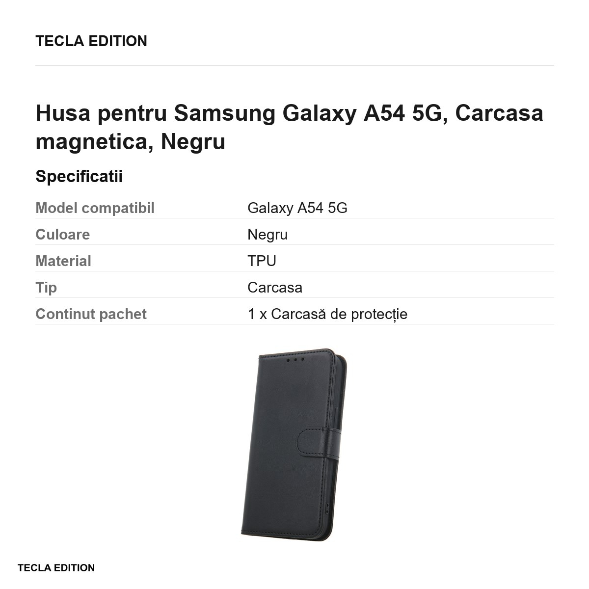 Husa Smart Classic pentru Samsung Galaxy A54 5G, tip carte cu inchidere magnetica, Negru [3]