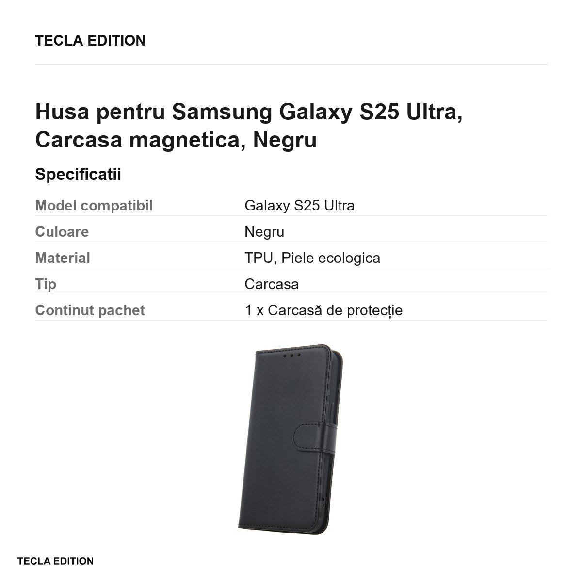Husa Smart Classic pentru Samsung Galaxy S25 Ultra, tip carte cu inchidere magnetica, Negru [3]