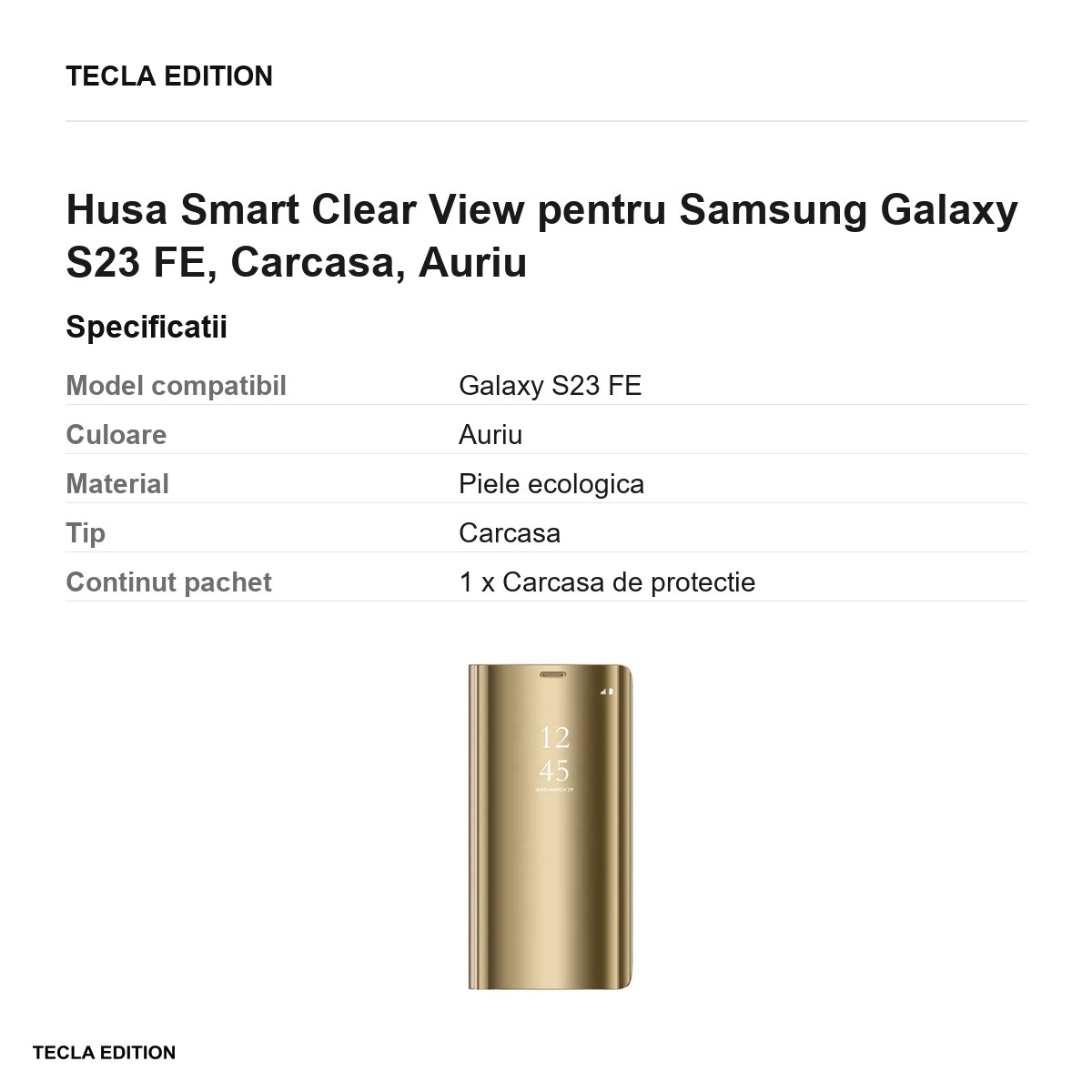 Husa Smart Clear View pentru Samsung Galaxy S23 FE, Carcasa, Auriu [3]