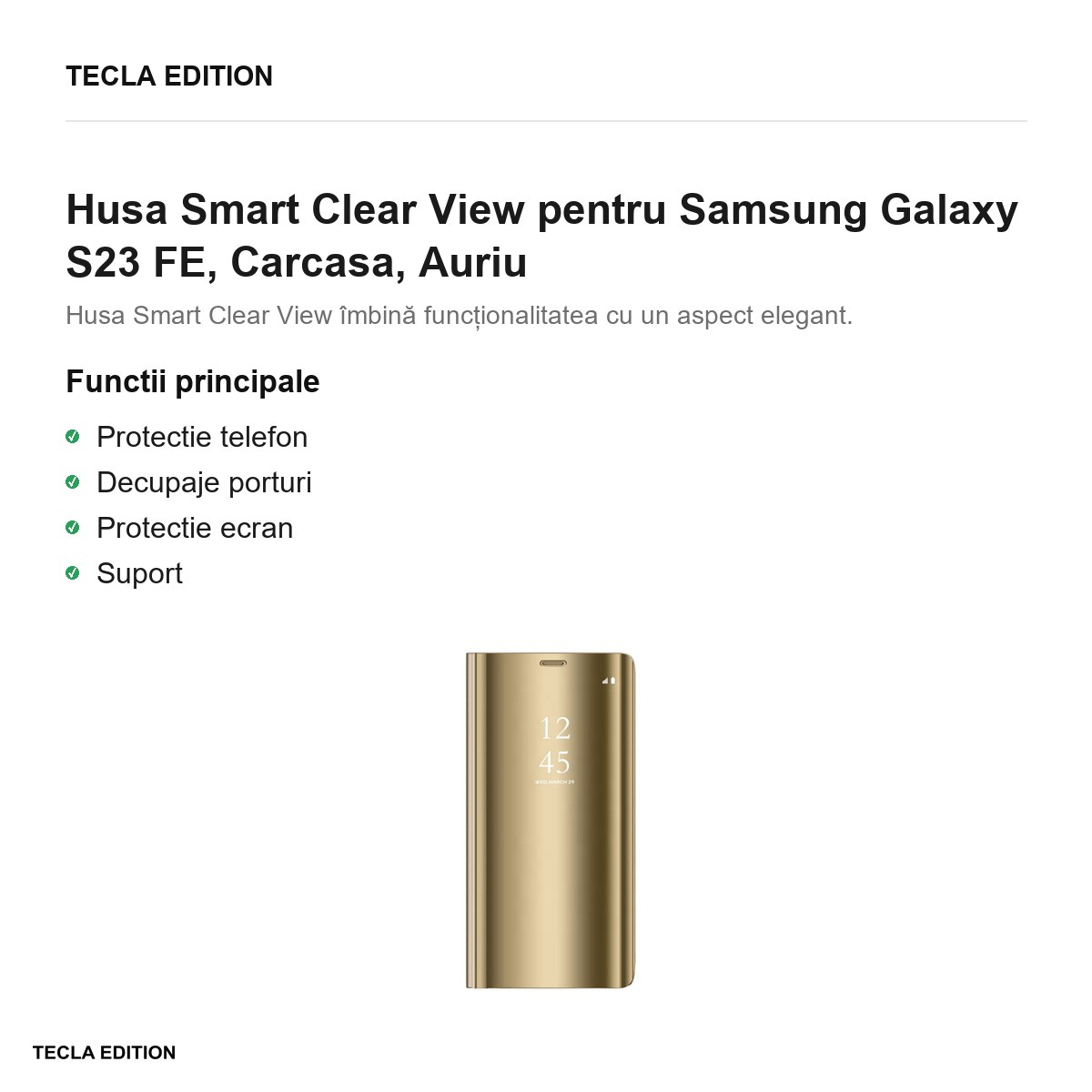 Husa Smart Clear View pentru Samsung Galaxy S23 FE, Carcasa, Auriu [2]