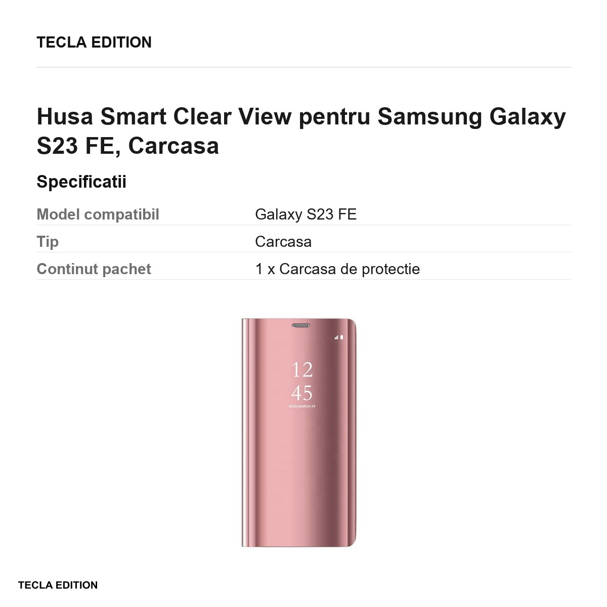 Husa Smart Clear View pentru Samsung Galaxy S23 FE, Carcasa, Roz [3]