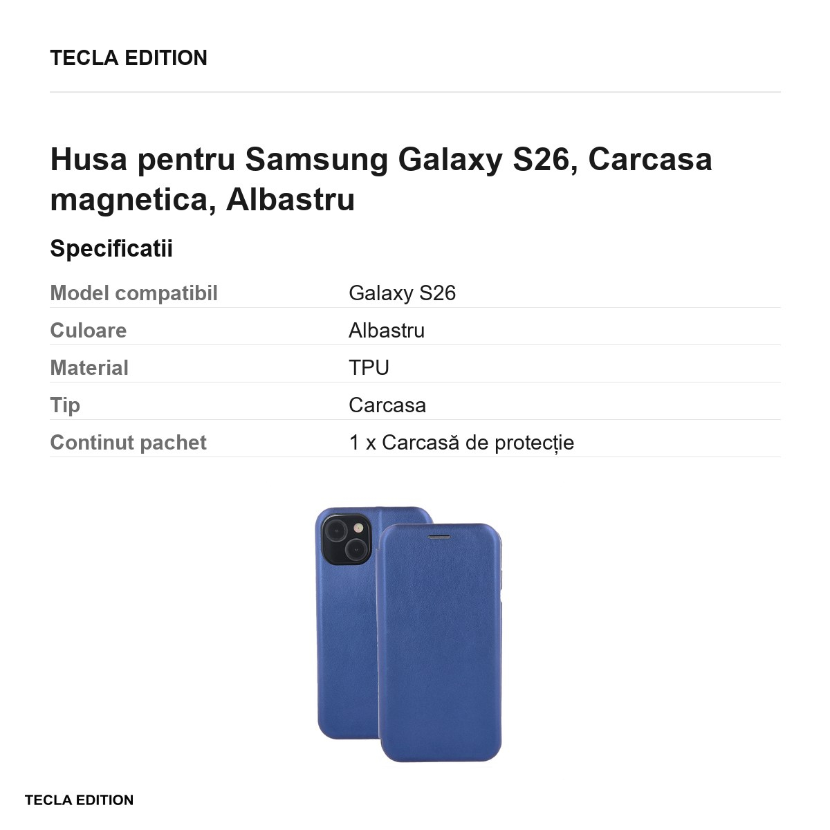 Husa Smart Diva pentru Samsung Galaxy S26, tip carte cu inchidere magnetica, Albastru [3]