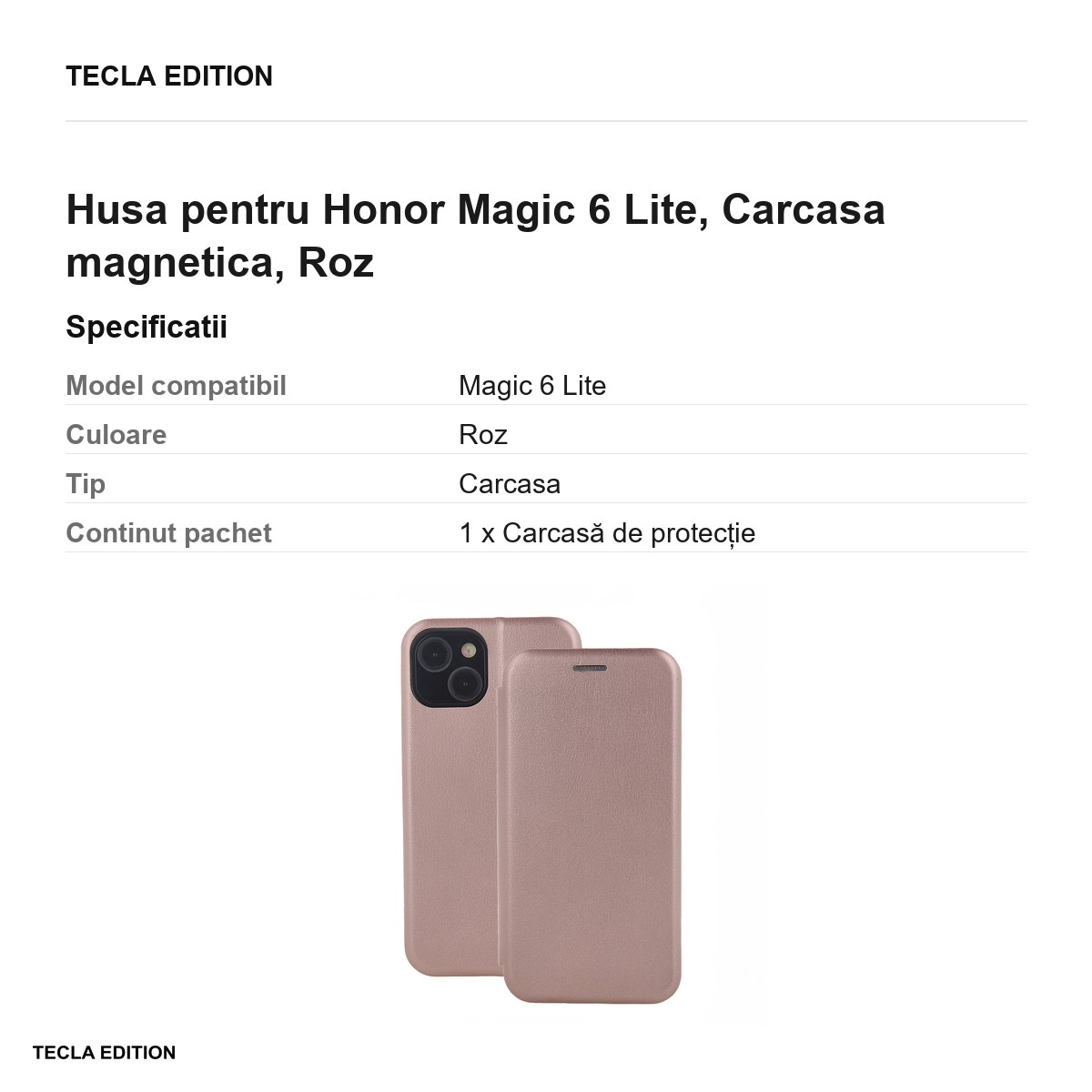 Husa Smart Diva rose pentru Honor Magic 6 Lite, tip carte cu inchidere magnetica, Roz [3]