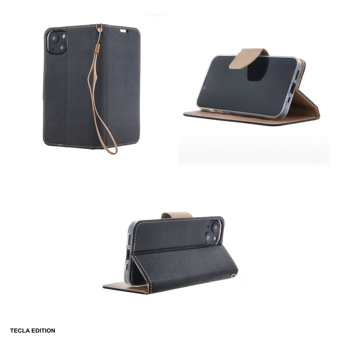 Husa Smart Fancy pentru Apple iPhone 16 Pro, tip carte cu inchidere magnetica, Auriu [4]