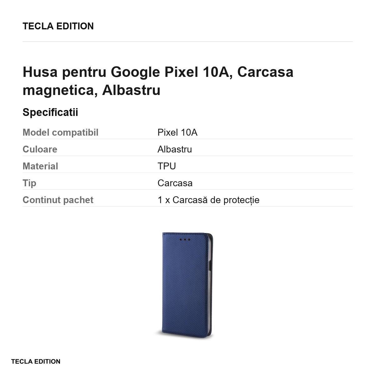 Husa Smart Magnet pentru Google Pixel 10A, tip carte cu inchidere magnetica, Albastru [3]