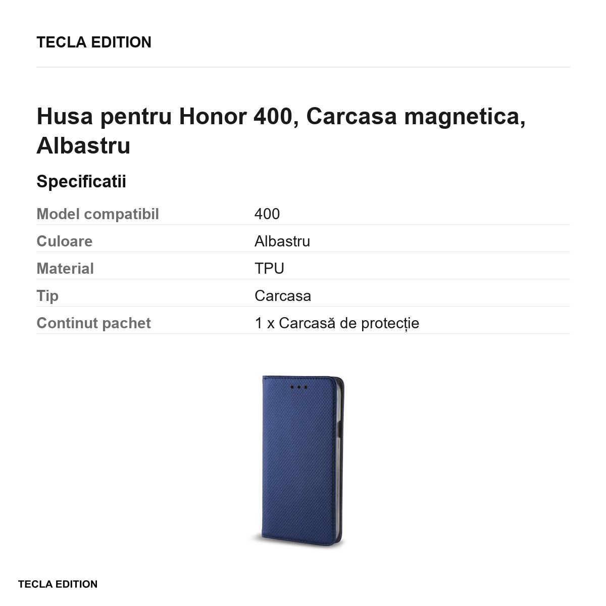 Husa Smart Magnet pentru Honor 400, tip carte cu inchidere magnetica, Albastru [3]