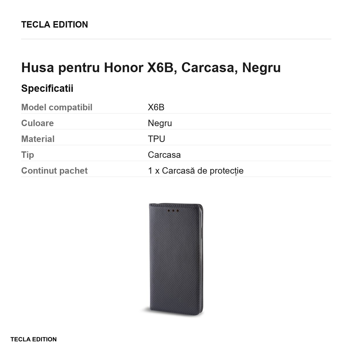 Husa Smart Magnet pentru Honor X6B, tip carte, Negru [3]