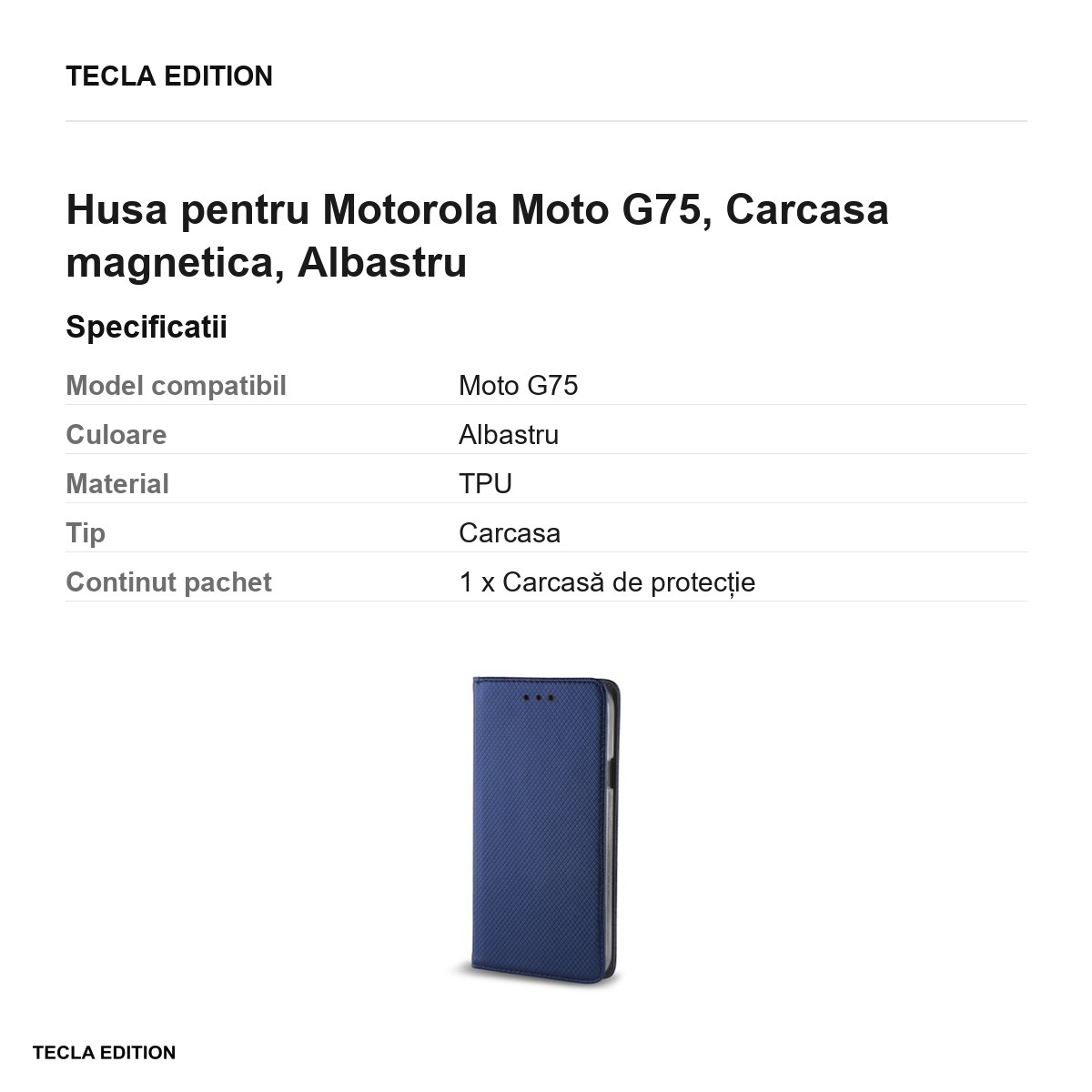 Husa Smart Magnet pentru Motorola Moto G75, tip carte cu inchidere magnetica, Albastru [3]