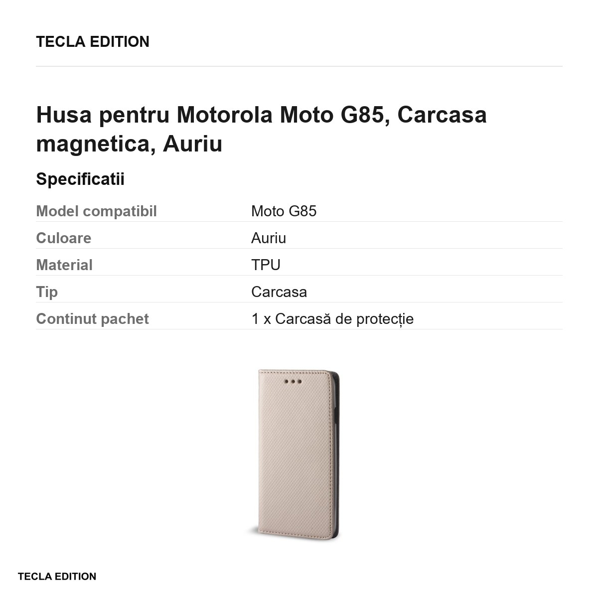 Husa Smart Magnet pentru Motorola Moto G85, tip carte cu inchidere magnetica, Auriu [3]