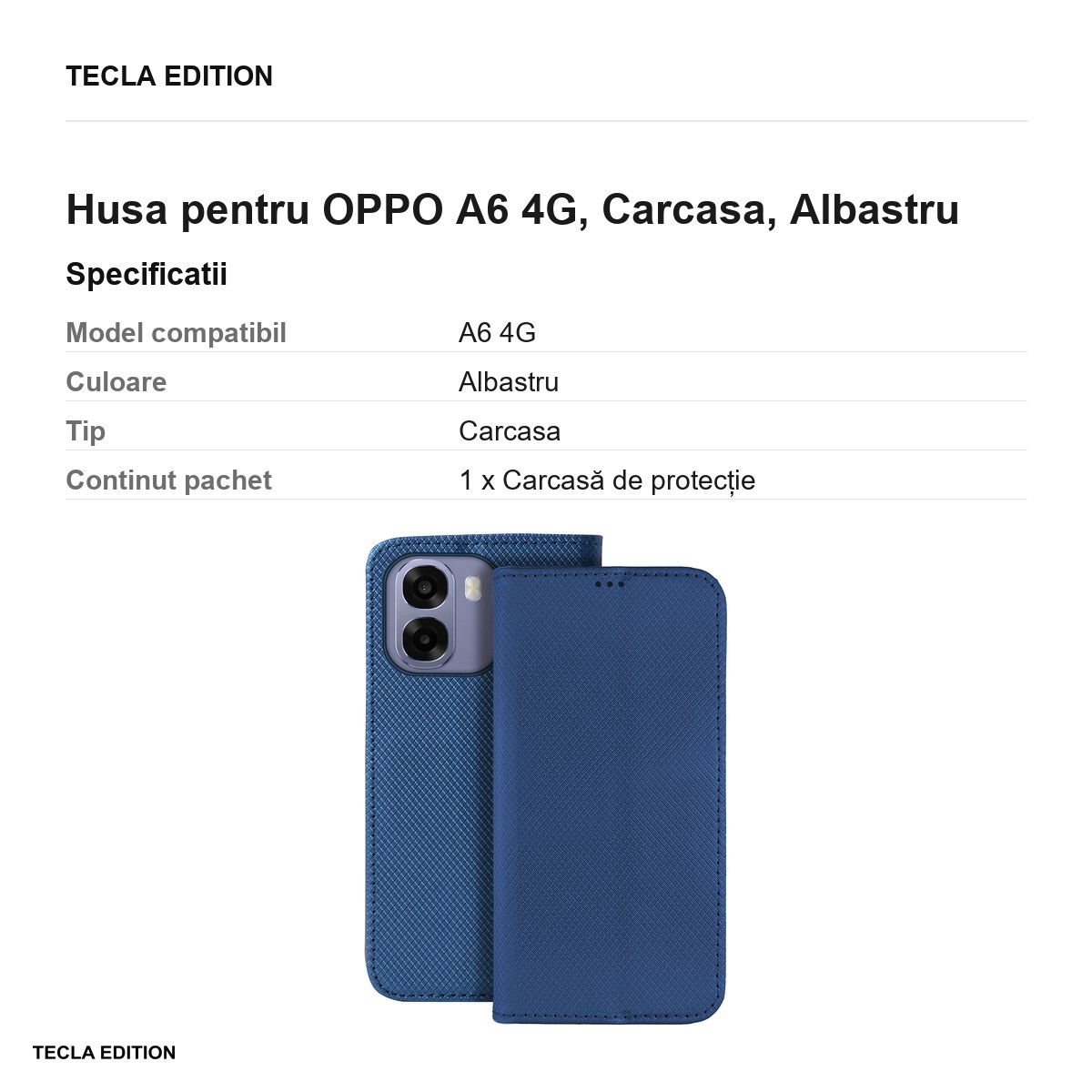 Husa Smart Magnet pentru OPPO A6 4G, tip carte, Albastru [3]