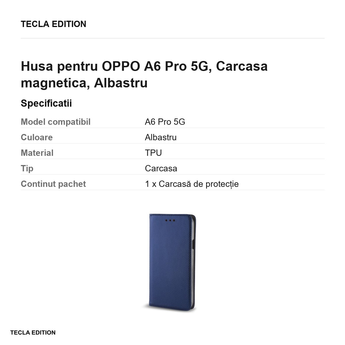 Husa Smart Magnet pentru OPPO A6 Pro 5G, tip carte cu inchidere magnetica, Albastru [3]