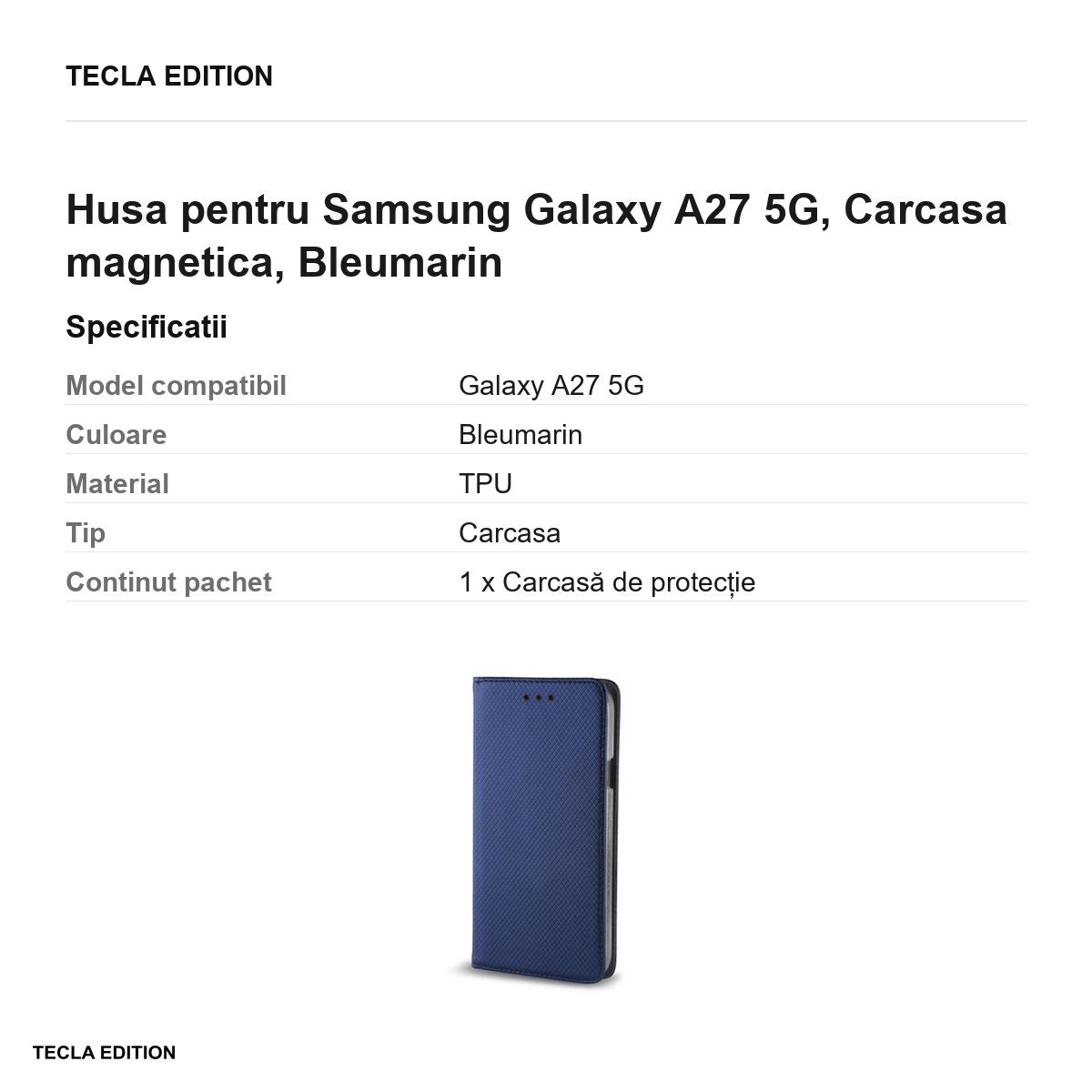Husa Smart Magnet pentru Samsung Galaxy A27 5G, tip carte cu inchidere magnetica, Bleumarin [3]