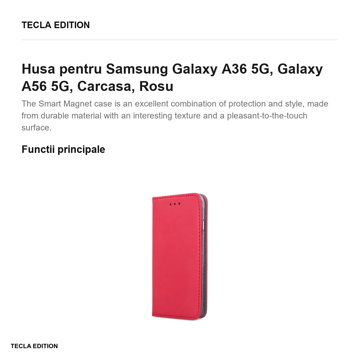 Husa Smart Magnet pentru Samsung Galaxy A36 5G, Galaxy A56 5G, tip carte, Rosu [2]