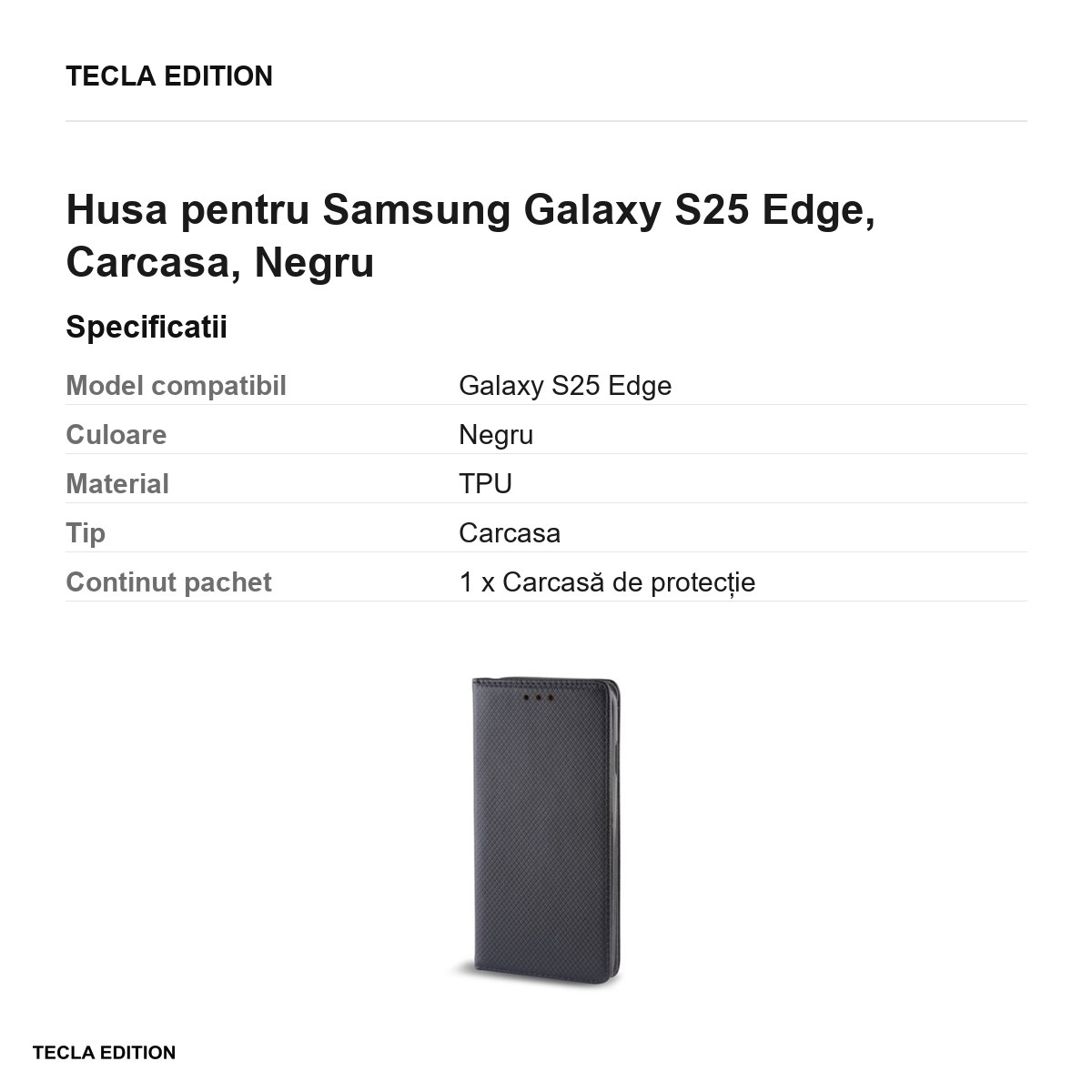 Husa Smart Magnet pentru Samsung Galaxy S25 Edge, tip carte, Negru [3]