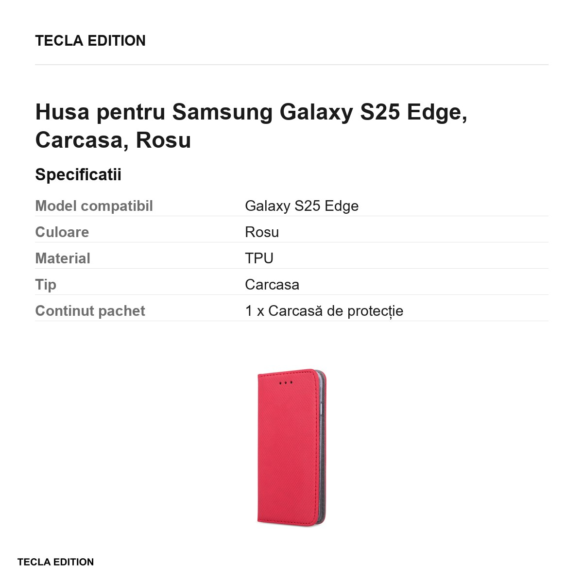 Husa Smart Magnet pentru Samsung Galaxy S25 Edge, tip carte, Rosu [3]