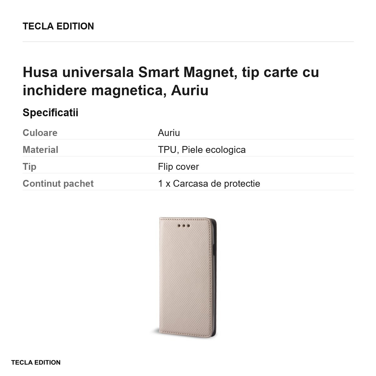 Husa Smart Magnet pentru Xiaomi 17T, tip carte cu inchidere magnetica, Auriu [3]