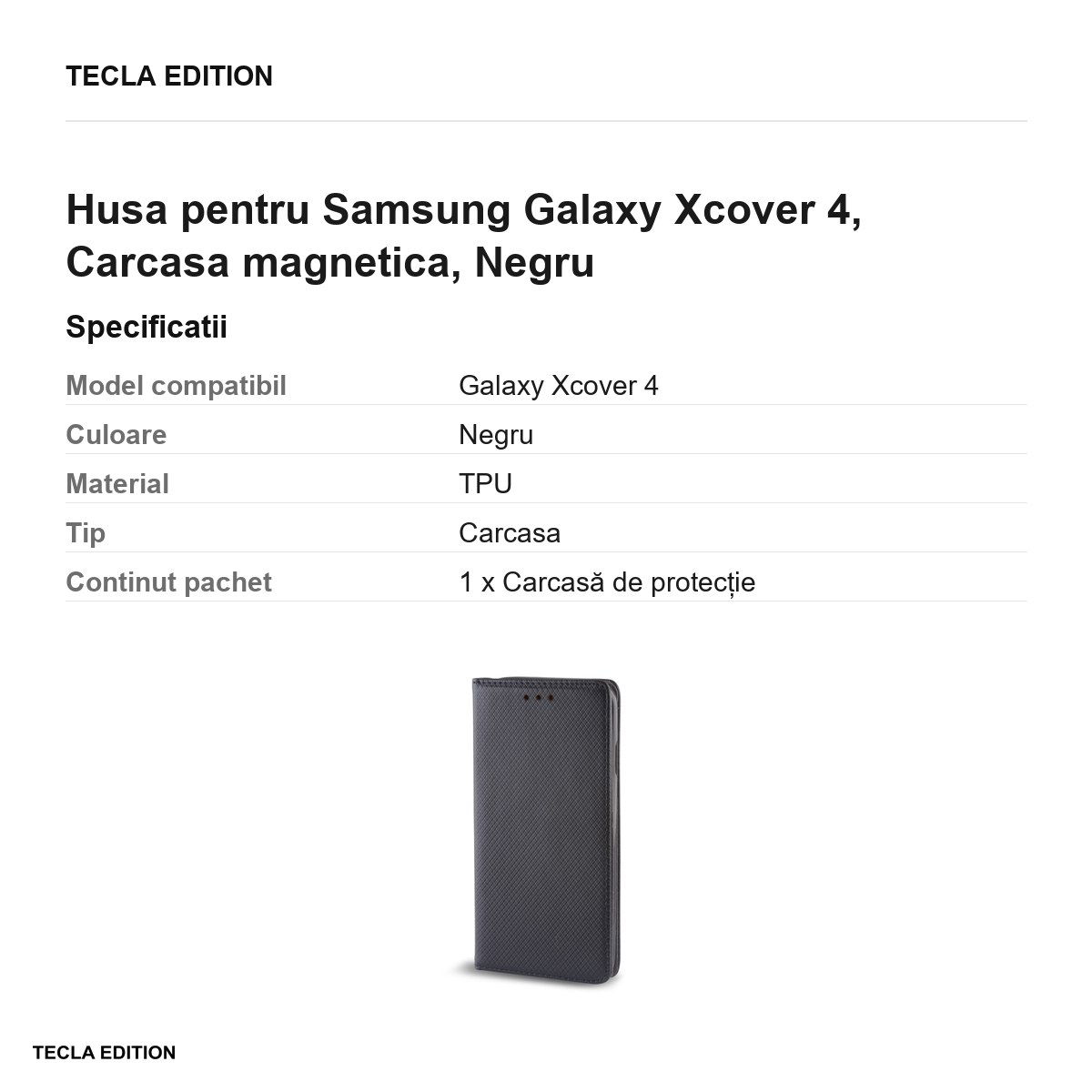 Husa Smart Magnet Xcover pentru Samsung Galaxy Xcover 4, tip carte cu inchidere magnetica, Negru [3]