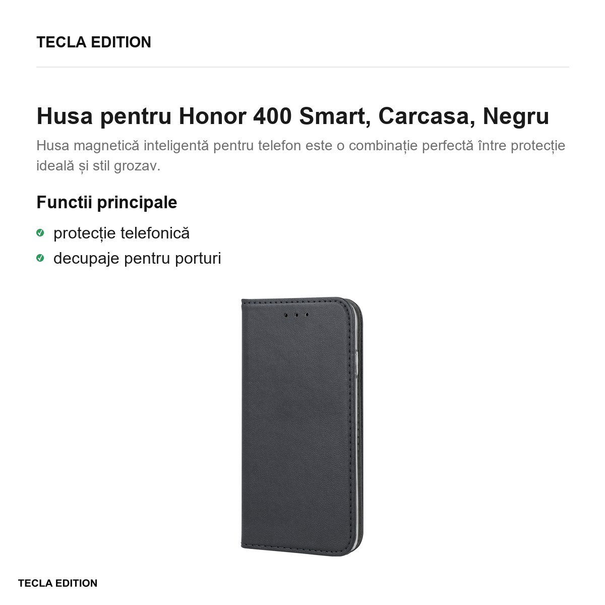 Husa Smart Magnetic pentru Honor 400 Smart, tip carte, Negru [2]