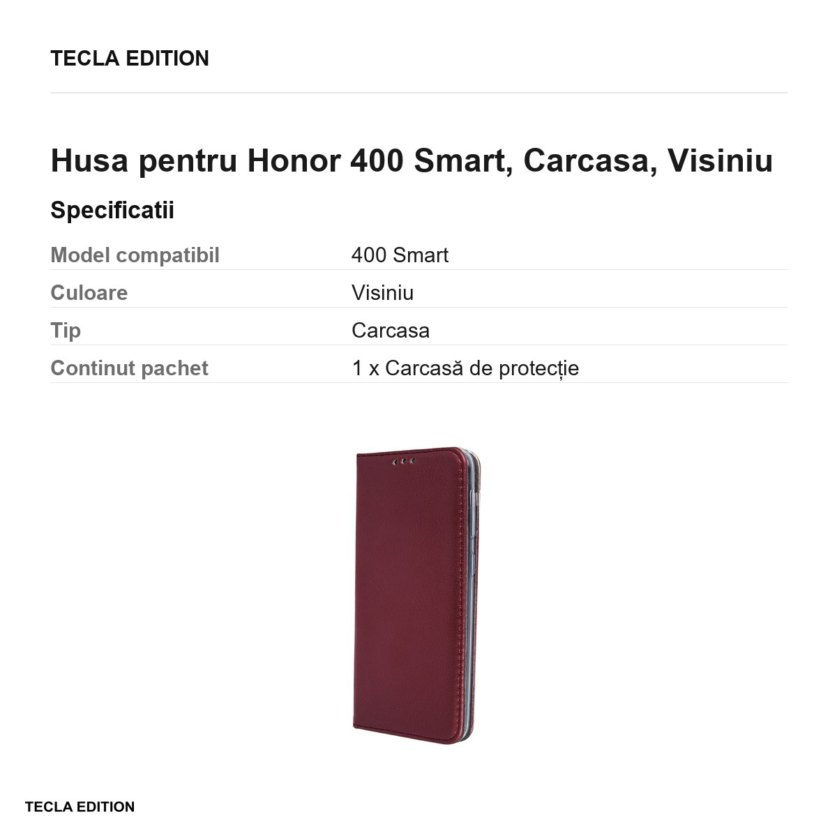Husa Smart Magnetic pentru Honor 400 Smart, tip carte, Visiniu [3]